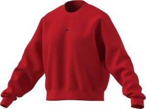 adidas Women's Essentials Small Logo Feel Cozy Sweatshirt, Pure Ruby/Black