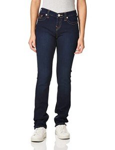 True Religion Women's Billie Mid Rise Straight Leg Rinse Jean, Minimal Abrasion, 32