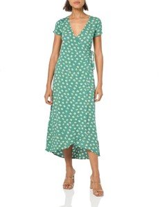 Billabong womens Wrap Front Midi Length Casual Dress, Island Green, Large US