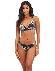 Billabong Women's Classic Banded Tri Bikini Top, Black Pebble Print, Large