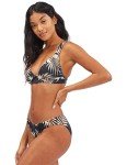 Billabong Women's Classic Banded Tri Bikini Top, Black Pebble Print, Large