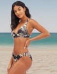 Billabong Women's Classic Banded Tri Bikini Top, Black Pebble Print, Large