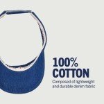 True Religion Hat, Cotton Denim Sun Visor Cap with Horseshoe Logo, Blue, One Size