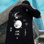 XYXIONGMAO Moon Space NASA Tshirt Techwear Shirt Japanese Streetwear Hip Hop Shirts Men Graphic T Men's Loose Couple T-Shirt Goth Black Tee (Black, M)