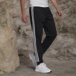 adidas mens Essentials Warm-Up Tapered 3-Stripes Track Pants, Black/White, Small US