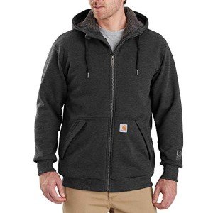 Carhartt mens Rain Defender Rockland Sherpa Lined Hooded Sweatshirt, Carbon Heather, XX-Large US