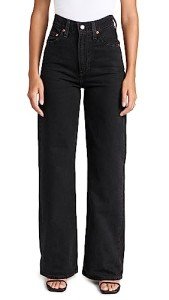 Levi's Women's Ribcage Wide Leg Jeans, Rosie Posie, Black, 25