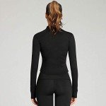 Lviefent Womens Lightweight Full Zip Running Track Jacket Workout Slim Fit Yoga Sportwear with Thumb Holes (Black, Medium)