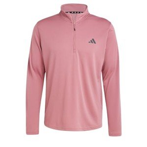 adidas Men's Train Essentials Quarter-Zip Long Sleeve T-Shirt, Preloved Crimson