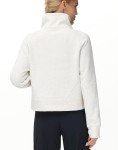 THE GYM PEOPLE Women's Half Zip Pullover Sweatshirt Fleece Stand Collar Crop Sweatshirt with Pockets Thumb Hole Off-white