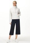 THE GYM PEOPLE Women's Half Zip Pullover Sweatshirt Fleece Stand Collar Crop Sweatshirt with Pockets Thumb Hole Off-white