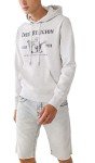 True Religion Men's Buddha Fleece Hoody, Oatmeal Heather/Metallic Blk, X-Large