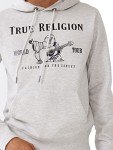 True Religion Men's Buddha Fleece Hoody, Oatmeal Heather/Metallic Blk, X-Large
