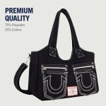 True Religion Women's Satchel Bag, Crossbody Purse Handbag with Horseshoe Logo Stitching, Black