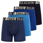 True Religion Mens Underwear Stretch Modal Boxer Briefs for Men Pack of 4 Blue/Gold