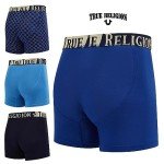 True Religion Mens Underwear Stretch Modal Boxer Briefs for Men Pack of 4 Blue/Gold