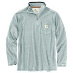 Carhartt Men's Force Relaxed Fit Midweight Long-Sleeve Quarter-Zip Mock-Neck T-Shirt, Heather Grey
