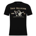 True Religion Men's Short Sleeve Metallic Buddha Tee, Black, XXXL
