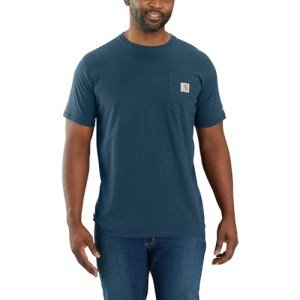 Carhartt Men's Force Relaxed Fit Midweight Short-Sleeve Pocket T-Shirt (Also Available in Big & Tall), Light Huron Heather