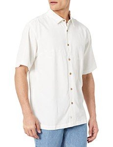 Quiksilver Men's Tahiti Palms 4 Button Up Floral Collared Shirt, White, XL