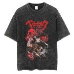 Y2K Tops Men's 90s Vintage Berserk Anime Graphic Shirts Summer Casual Tee Streetwear Harajuku Top Tshirt (L,XXL,XX-Large)