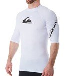 Quiksilver mens All Time Short Sleeve Rashguard Upf 50 Sun Protection Surf Rash Guard Shirt, White, X-Small US