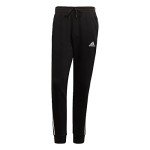 adidas Men's Standard Essentials Fleece Tapered Cuff 3-Stripes Pants, Black/White, X-Large