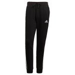 adidas Men's Standard Essentials Fleece Tapered Cuff 3-Stripes Pants, Black/White, X-Large
