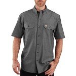Carhartt mens Original Fit Short Sleeve Work Utility Button Down Shirt, Black Chambray, X-Large US