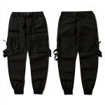 XYXIONGMAO Men's Techwear Pants Japanese Streetwear Goth Black Cargo Pants Men Jogger Fashion Tripp Pants Hip Hop Punk Multiple Pockets Functional Paratrooper Tactical Pants(Black,L)