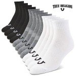 True Religion Mens Socks Ankle Socks for Men Quarter Premium Athletic Men's Socks, 12 Pairs Multi, Shoe Size 8-12