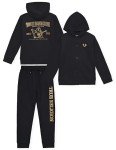 True Religion Boys Sweatshirts and Sweatpants for Kids 2 Piece Clothing Set Fleece Hoodie and Jogger Pants (US, Numeric, 8, Regular, Black-Gold)