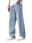 Lumiquintette Baggy Jeans for Men Y2K Streetwear Vintage Wide Leg Jeans Casual Loose Fit Denim Pants Hip Hop Skater Straight Leg Carpenter Jeans Light Blue
