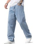 Lumiquintette Baggy Jeans for Men Y2K Streetwear Vintage Wide Leg Jeans Casual Loose Fit Denim Pants Hip Hop Skater Straight Leg Carpenter Jeans Light Blue
