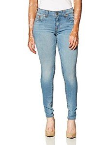 True Religion Women's Jennie Mid Rise Curvy Fit Skinny Ankle Jean, Sky Light, 27