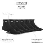 adidas Men's Athletic Cushioned Quarter Socks with Arch Compression for a Secure fit (6-Pair), Black/Aluminum 2, X-Large