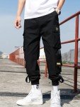 Ambcol Men's Jogger Pants Punk Cargo Baggy Techwear Streetwear Hip Hop Couple Women Unisex Sports Casual Pants Black-09 X-Large