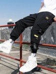 Ambcol Men's Jogger Pants Punk Cargo Baggy Techwear Streetwear Hip Hop Couple Women Unisex Sports Casual Pants Black-09 X-Large