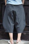 KAMUON Mens Casual Baggy Cotton Linen Pocket Lounge Harem Pants Beach Long Shorts (US L = Asian Tag 3XL : waist 36"-37", Blue Grey)