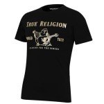 True Religion Men's Short Sleeve Metallic Buddha Tee, Black, XXL