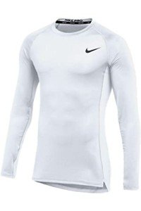 Nike Mens Pro Fitted Long Sleeve Training Tee (Large White)