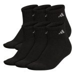 adidas Women's Athletic Cushioned 6-Pack Quarter, Black/Aluminum 2, M