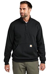 Carhartt Men's Loose Fit Midweight Quarter-Zip Mock-Neck Sweatshirt, Black, Large