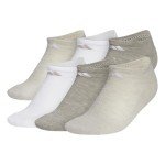 adidas Women's Athletic 6-Pack Show Socks for Secure Fit, Cushioned Comfort, Low Profile, Alumina Beige/White/Wonder Beige, M