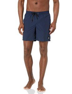 Quiksilver Men's Standard Solid Elastic Waist Volley Boardshort Swim Trunk Bathing Suit, Navy Blazer, XL
