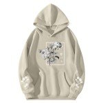 Sulayesh Rose Floral Graphic Hoodie for Men Aesthetic Japanese Cool Hoodies Oversized Trendy Streetwear Pullover Sweatshirt (Apricot,L)
