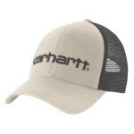 Carhartt Men's Canvas Mesh-Back Logo Graphic Cap, Chalk