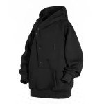 Alalaso Ninja Hoodie Men Double Neckline Cotton Pullover Windproof Warm Japanese Streetwear Hoodies Sweatshirts for Men