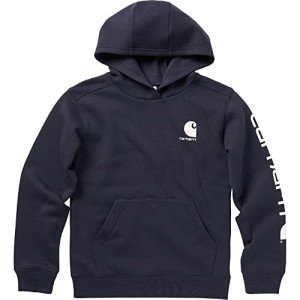 Carhartt Boys' Long Sleeve Hooded Sweatshirt, Navy Blazer, Small (7/8)