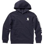 Carhartt Boys' Long Sleeve Hooded Sweatshirt, Navy Blazer, Small (7/8)